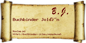 Buchbinder Jolán névjegykártya